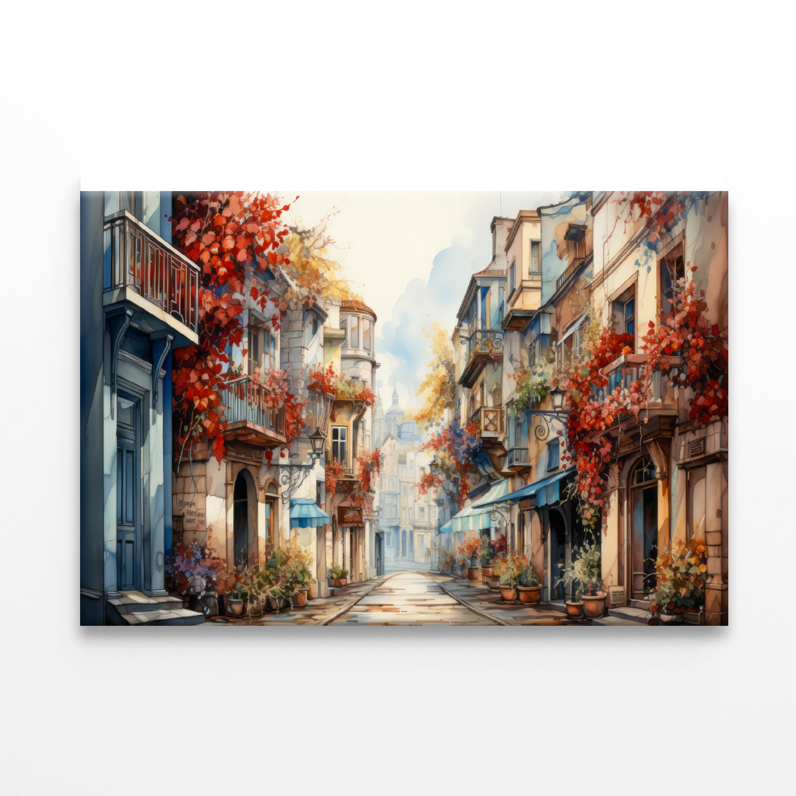 Watercolor Painting of a City Streets in autumn Print 100% Australian Made