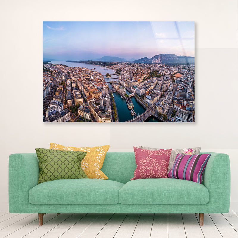 Buildings Of Geneva Switzerland Acrylic Glass Print Tempered Glass Wall Art 100% Made in Australia Ready to Hang