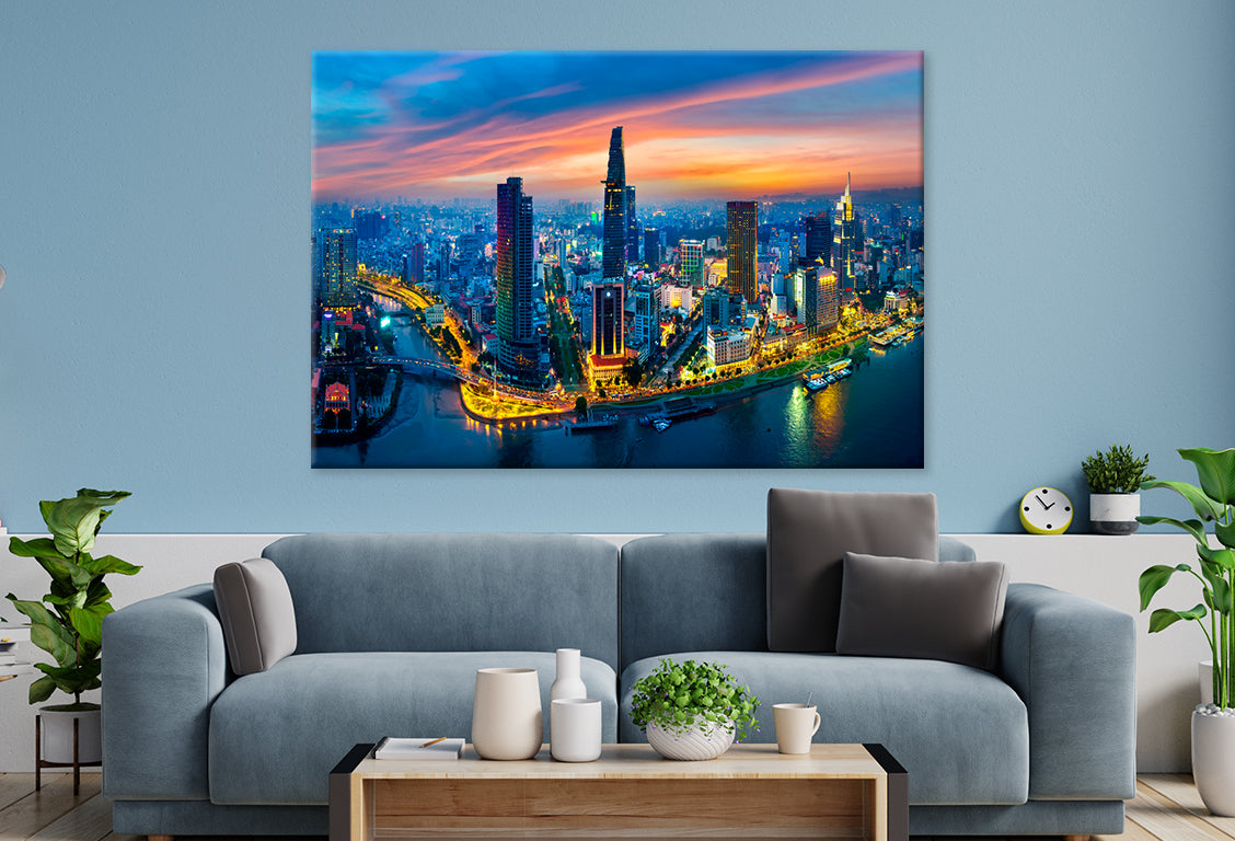 Saigon City at Twilight Vietnam Wall Art Decor 100% Australian Made - Bella Home Decor