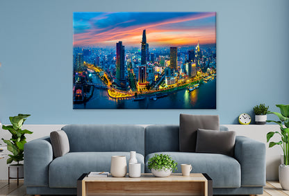 Saigon City at Twilight Vietnam Wall Art Decor 100% Australian Made - Bella Home Decor