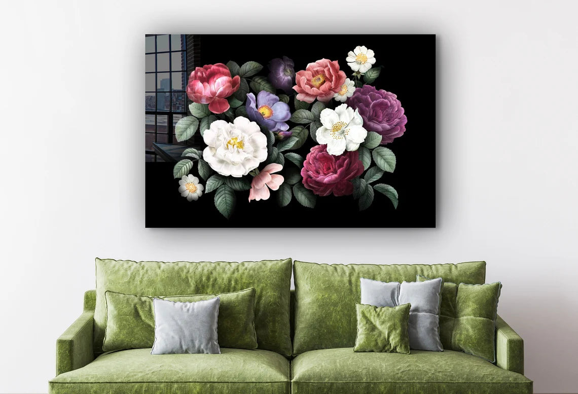 Colorful Flowers Leaves UV Direct Aluminum Print Australian Made Quality