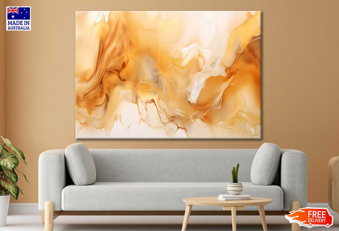 Abstract Painting With Golden Swirls Background Print 100% Australian Made