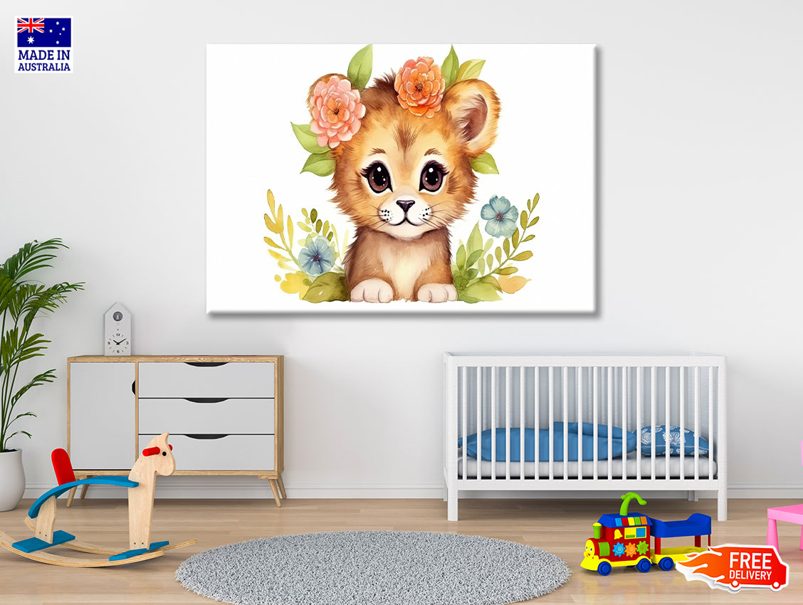 Cartoon Sketch of a Dog with Flowers Print 100% Australian Made - Bella Home Decor