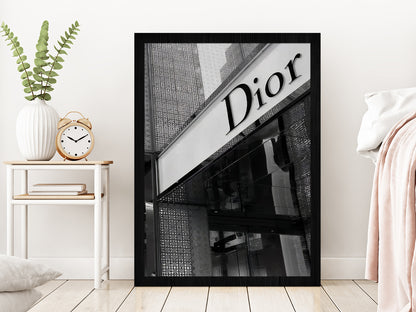 B&W Fashion Store Front Photograph Glass Framed Wall Art, Ready to Hang Quality Print Without White Border Black