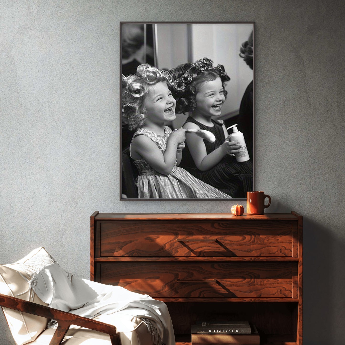Black & White Hair Salon Two Girls in Curlers Fashion Home Decor Premium Quality Poster Print Choose Your Sizes - Bella Home Decor