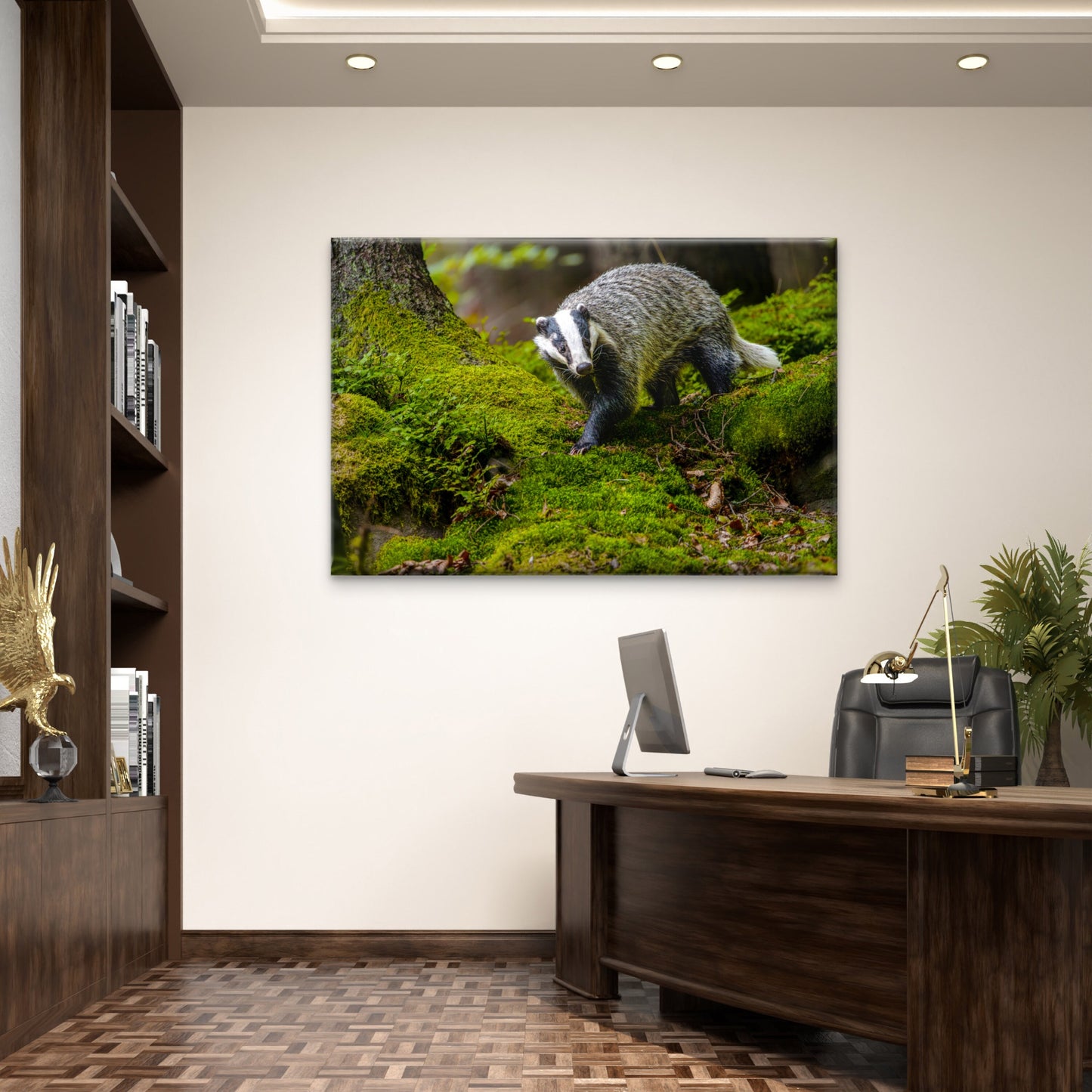Black And White Striped European Badger Wall Art Decor 100% Australian Made