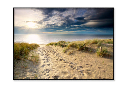 Sand Path to North Sea Beach in Sunshine, Holland Home Decor Premium Quality Poster Print Choose Your Sizes