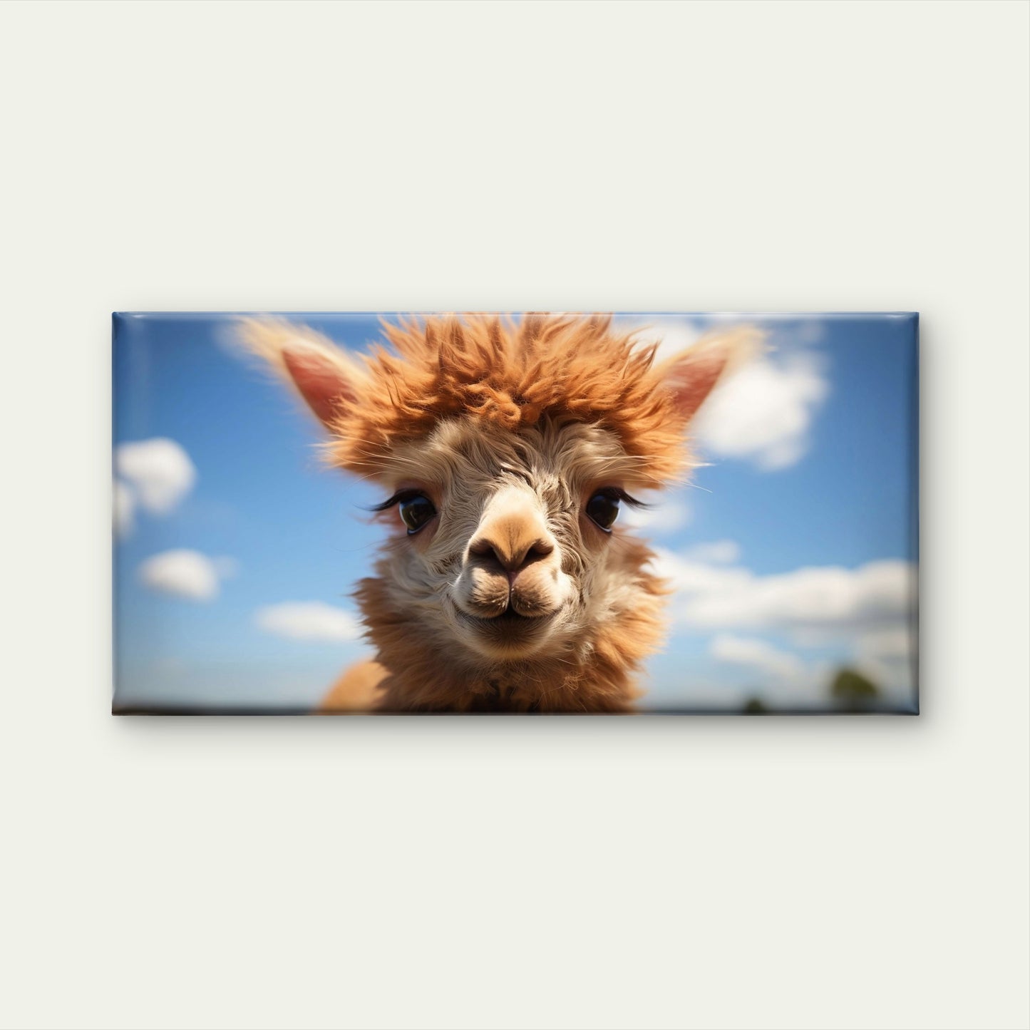 Cute Baby Alpaca Llama Close Up Farm Animal Wall Art Canvas Office Home Room Framed 120x60cm