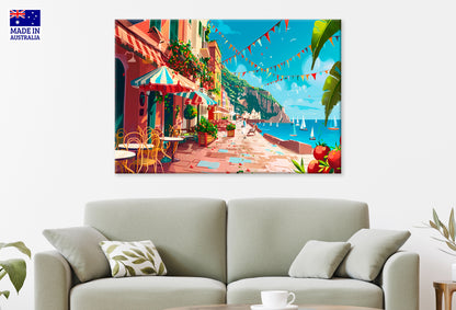 Painting Beach Scene with View Sea Beach Wall Art Decor 100% Australian Made