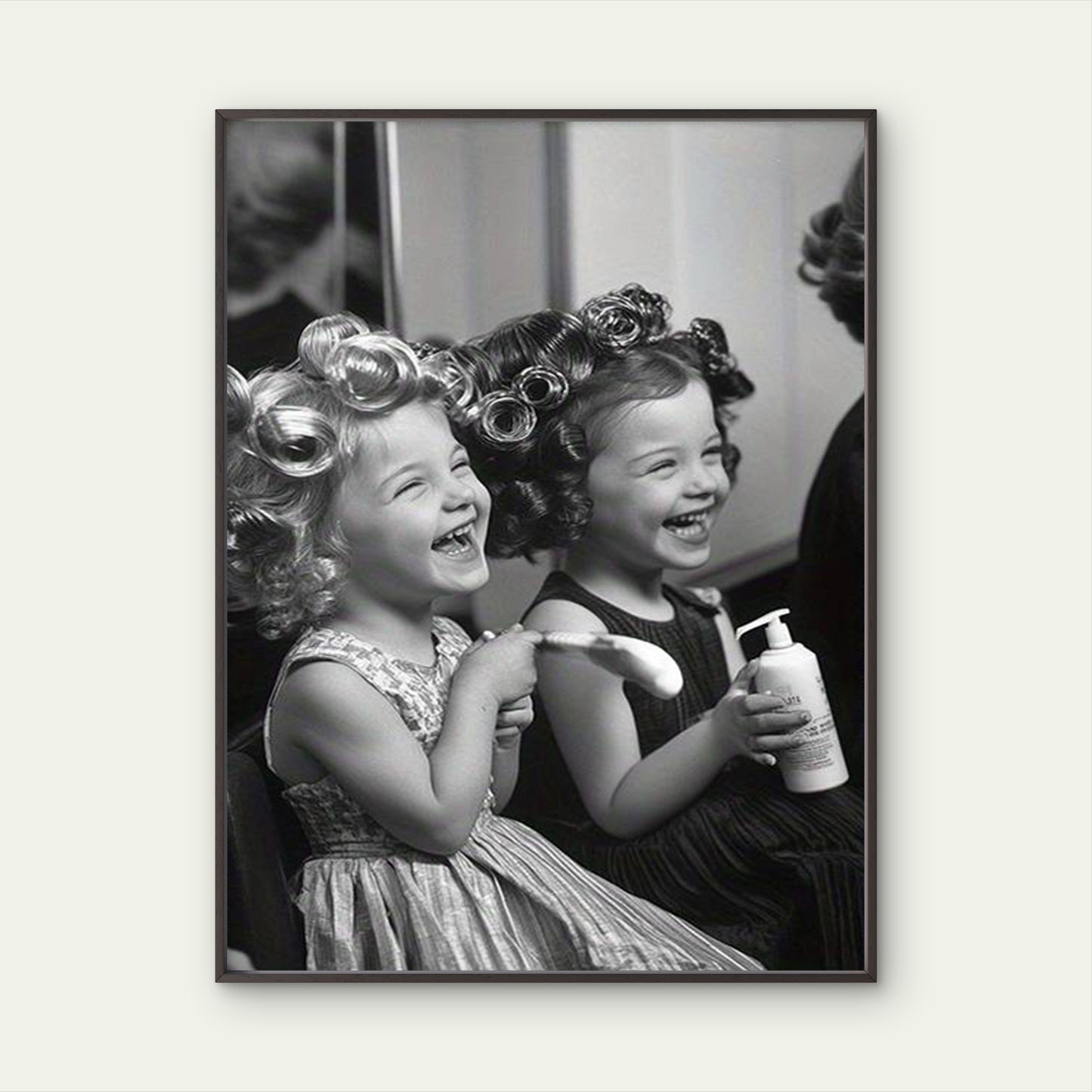 Black & White Hair Salon Two Girls in Curlers Fashion Home Decor Premium Quality Poster Print Choose Your Sizes - Bella Home Decor