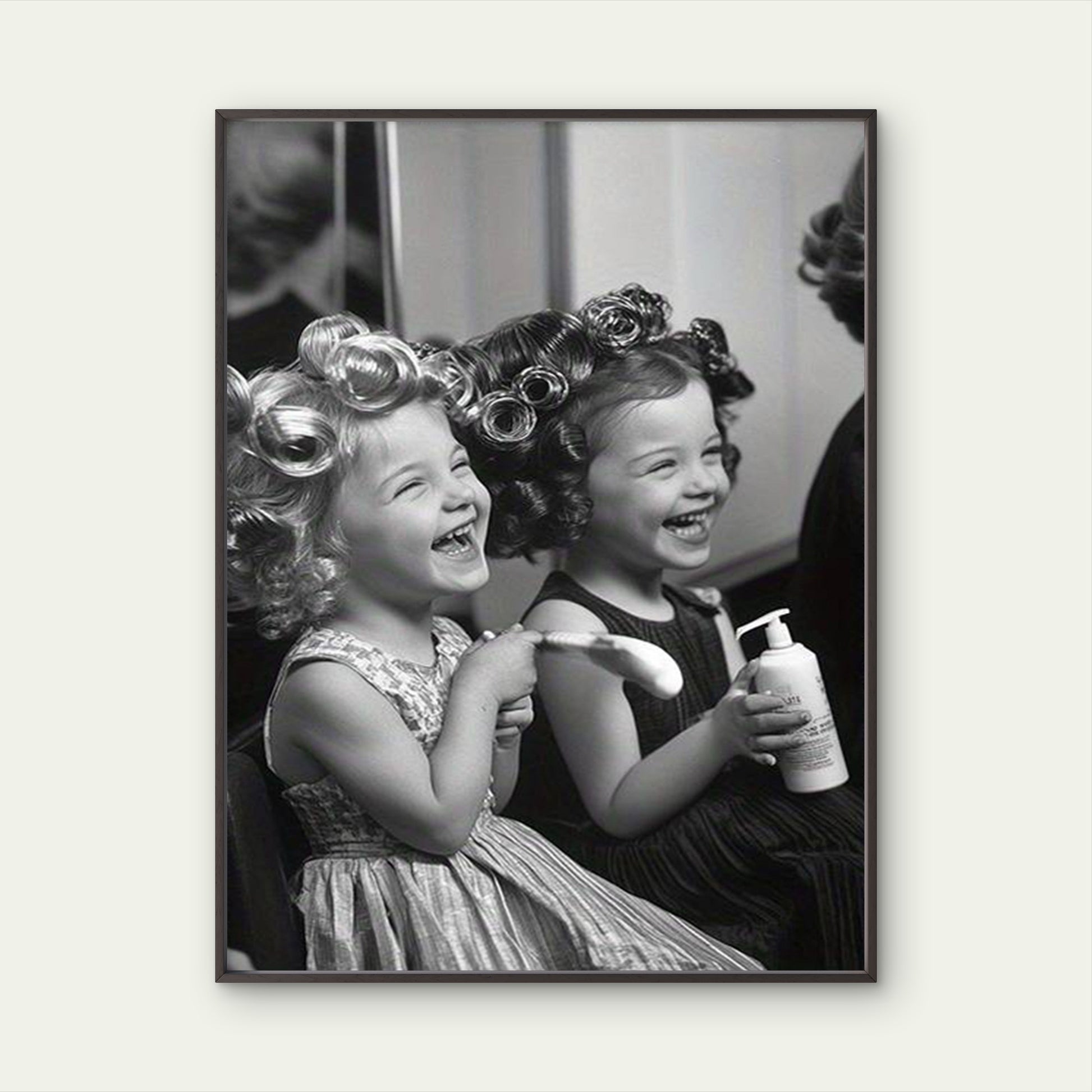 Black & White Hair Salon Two Girls in Curlers Fashion Home Decor Premium Quality Poster Print Choose Your Sizes - Bella Home Decor