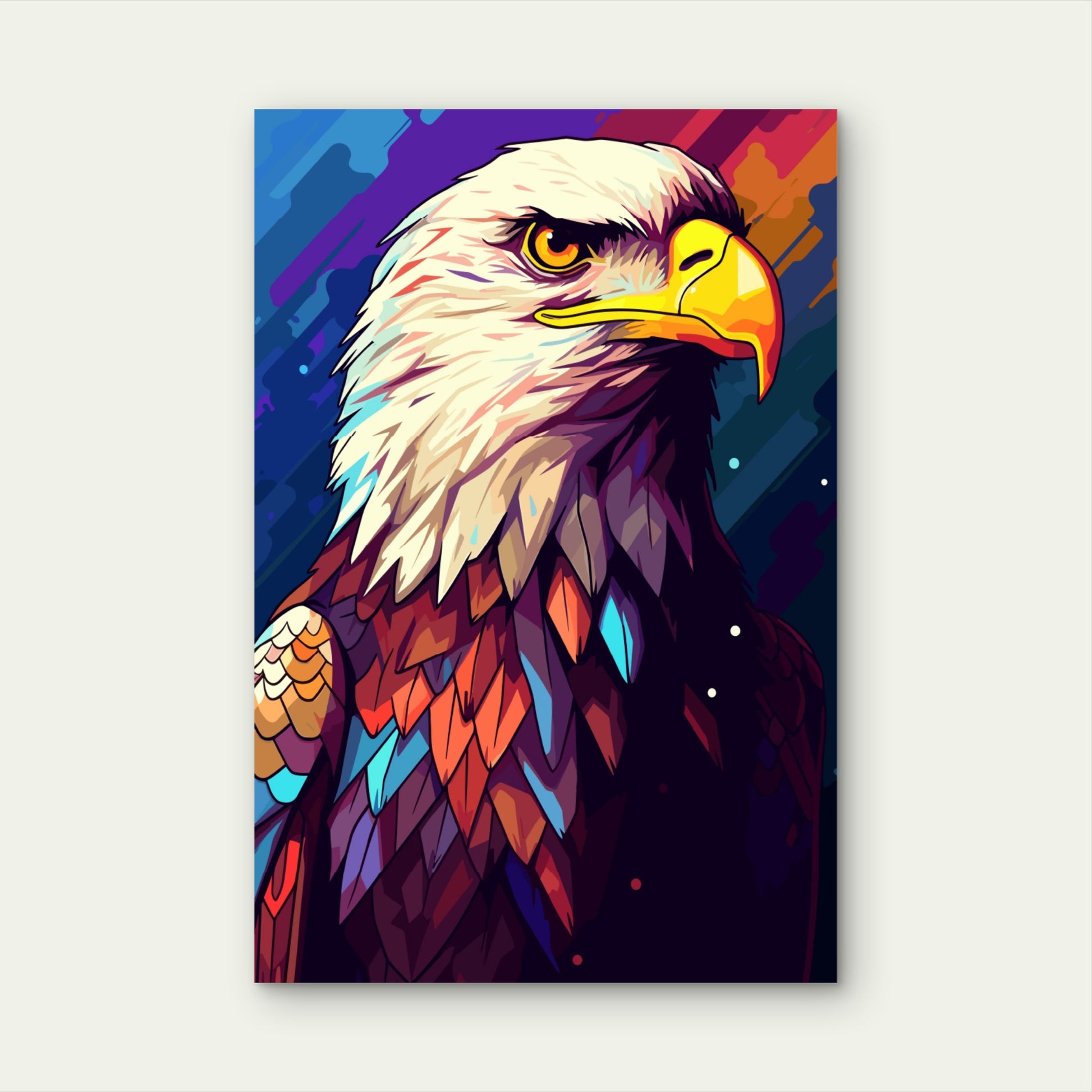 Majestic Rainbow Bald Eagle Animal 40x60cm Metal Print Ready to Hang - Bella Home Decor