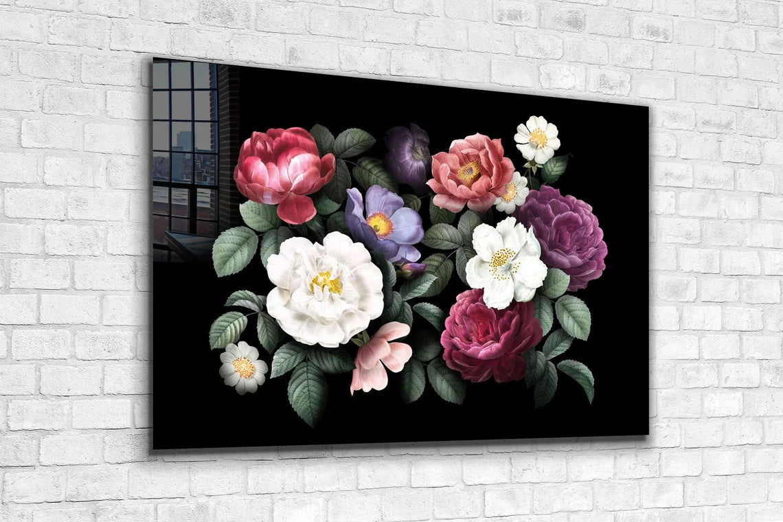 Colorful Flowers Leaves UV Direct Aluminum Print Australian Made Quality