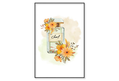 Perfume With Yellow Flowers Wall Art Limited Edition High Quality Print Canvas Box Framed Black