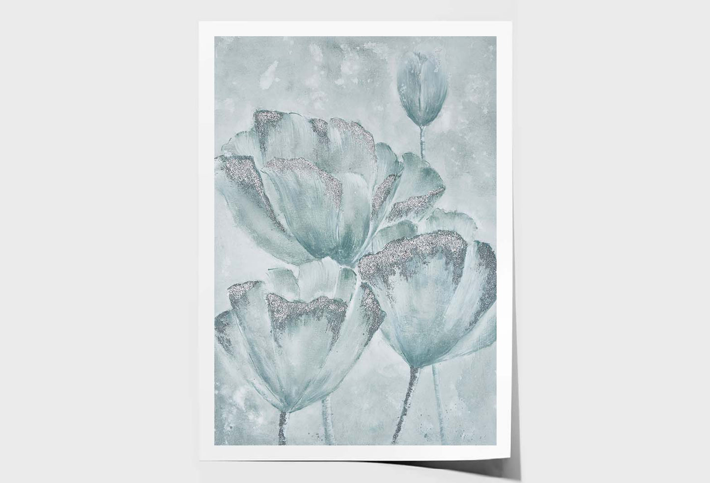 Spring Fresh Flowers, Light Green Wall Art Limited Edition High Quality Print