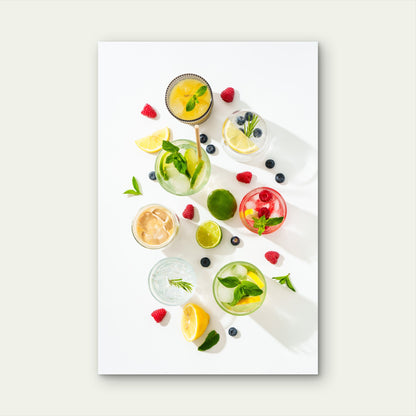 Summer Drinks Colored Cocktails 60x90cm Metal Print Ready to Hang - Bella Home Decor