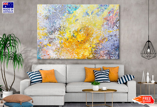 Yellow Brown Blue Abstract Splash Painting Wall Art Limited Edition High Quality Print