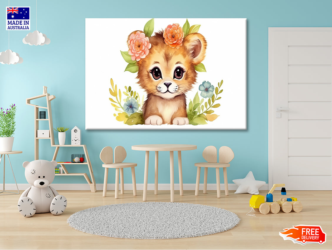 Cartoon Sketch of a Dog with Flowers Print 100% Australian Made - Bella Home Decor