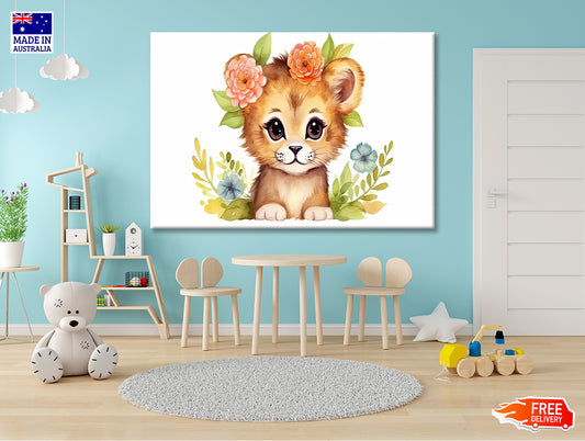 Cartoon Sketch of a Dog with Flowers Print 100% Australian Made - Bella Home Decor