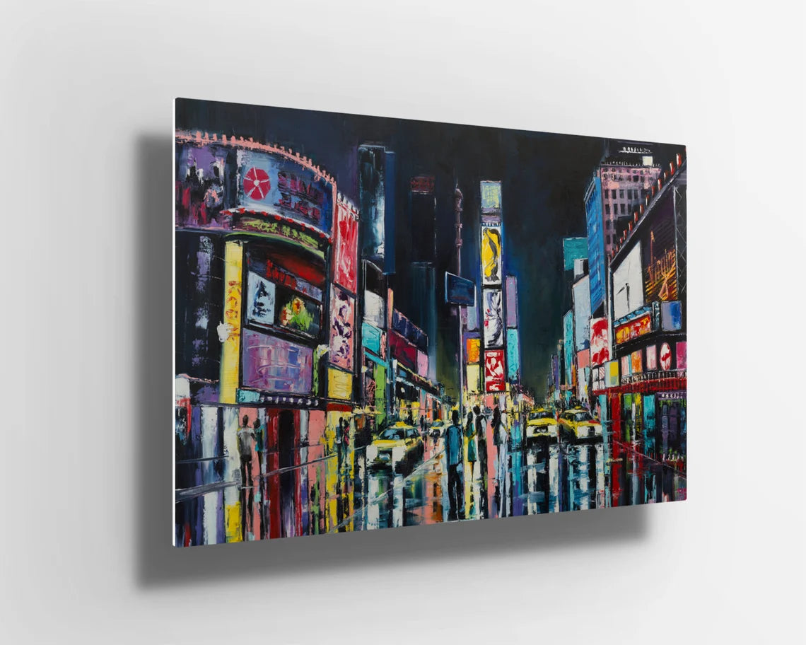 Times Square New York Oil Painting UV Direct Aluminum Print Australian Made Quality