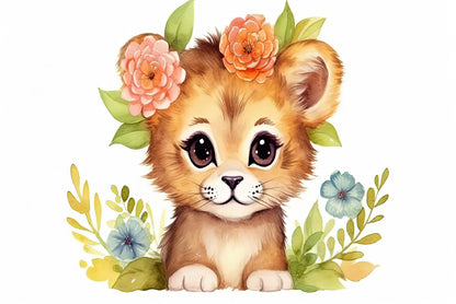 Cartoon Sketch of a Dog with Flowers Print 100% Australian Made - Bella Home Decor