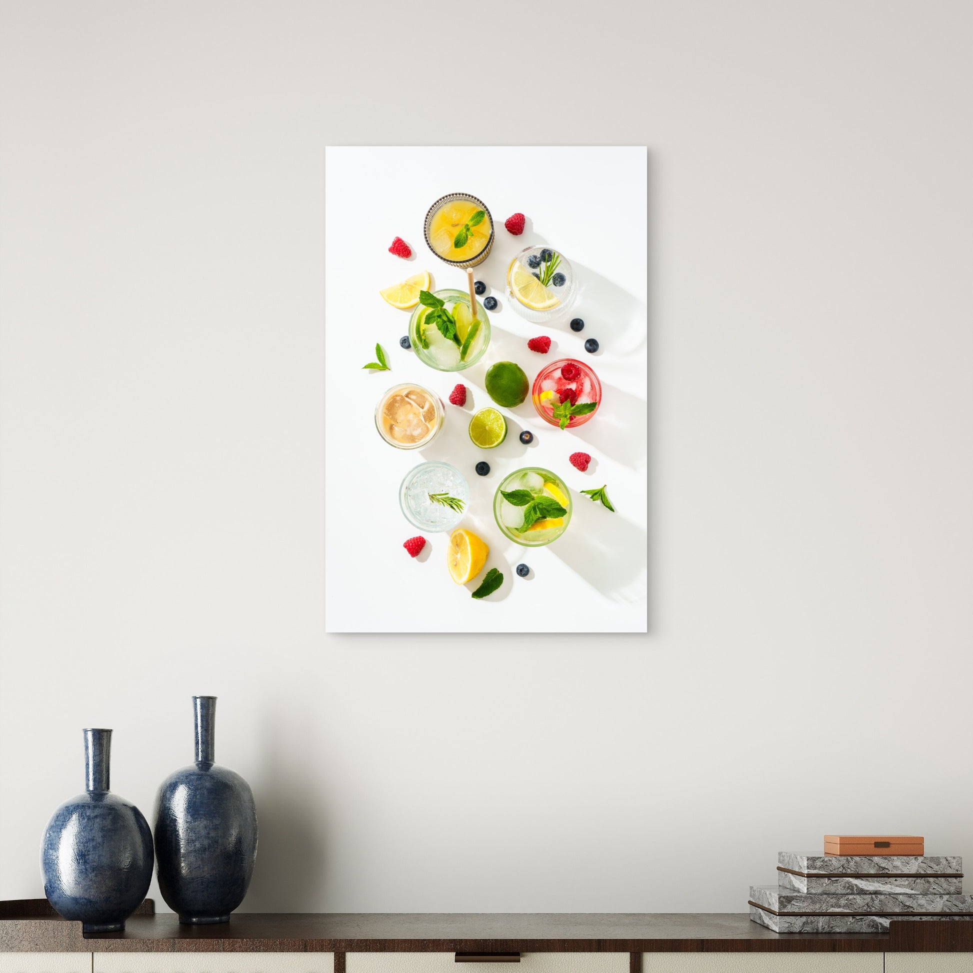 Summer Drinks Colored Cocktails 40x60cm Metal Print Ready to Hang - Bella Home Decor