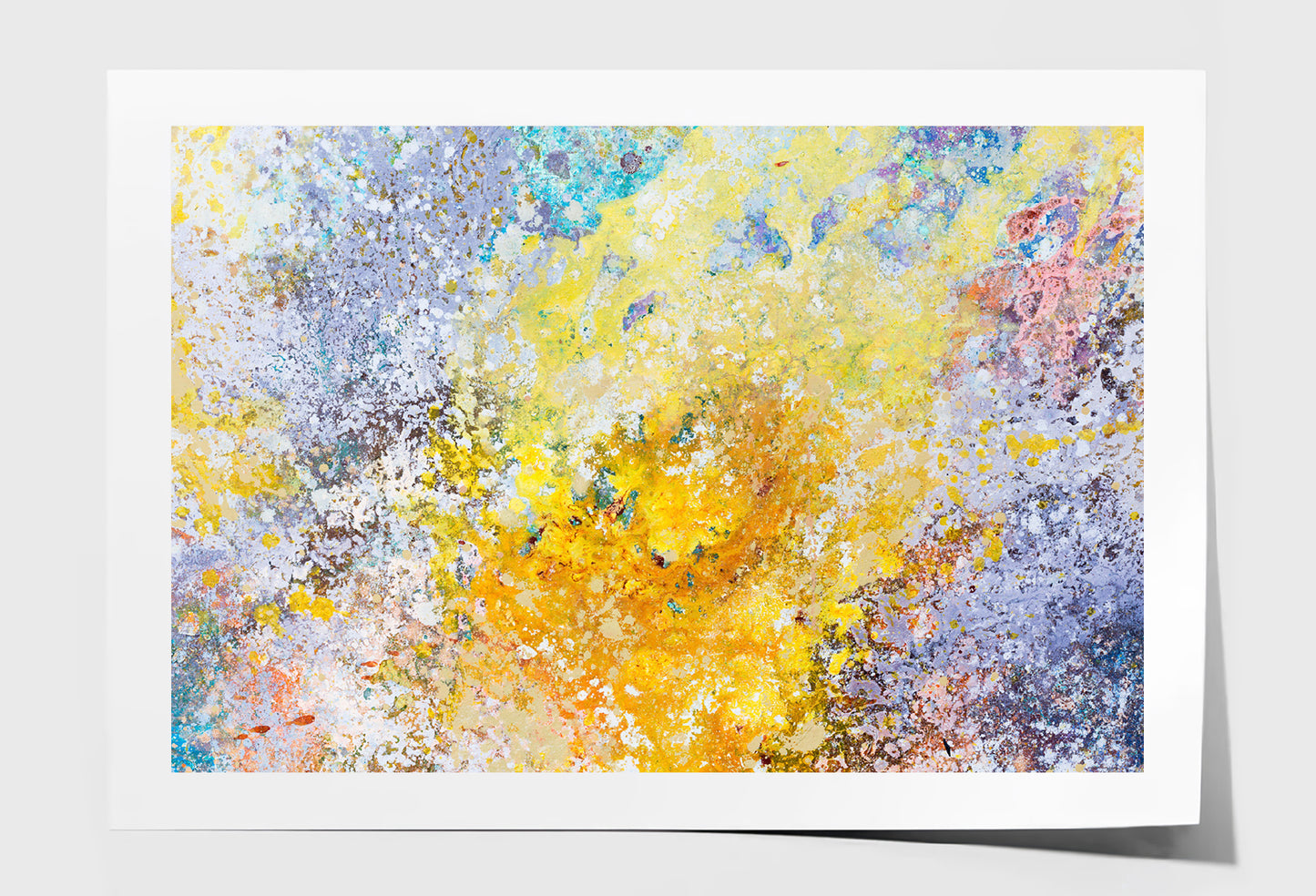 Yellow Brown Blue Abstract Splash Painting Wall Art Limited Edition High Quality Print Unframed Roll Canvas None