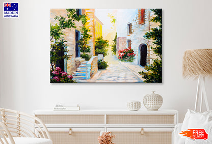 Italian Street, Colorful Watercolor Limited Edition High Quality Print