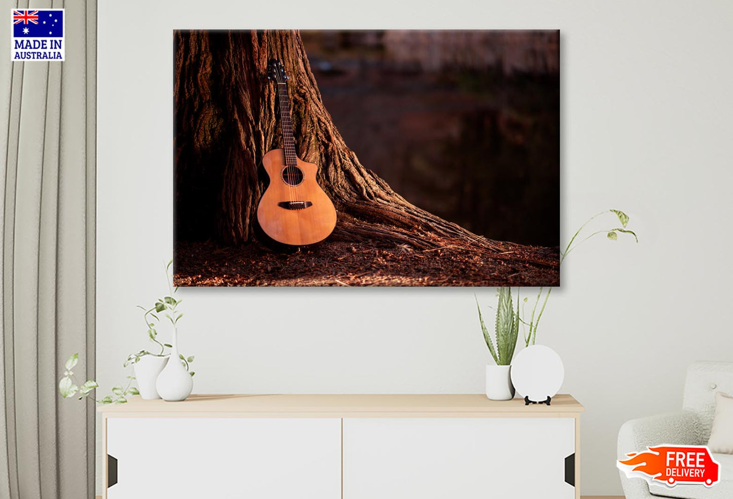 Wooden Acoustic Guitar Wall Art Decor 100% Australian Made