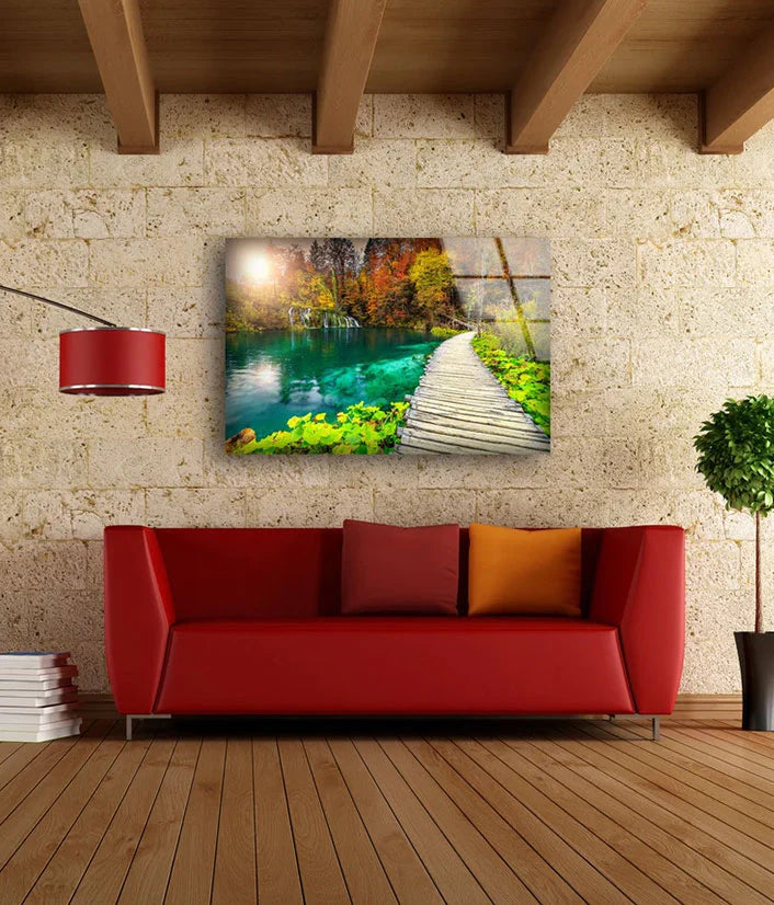 Wooden Pier Near River UV Direct Aluminum Print Australian Made Quality