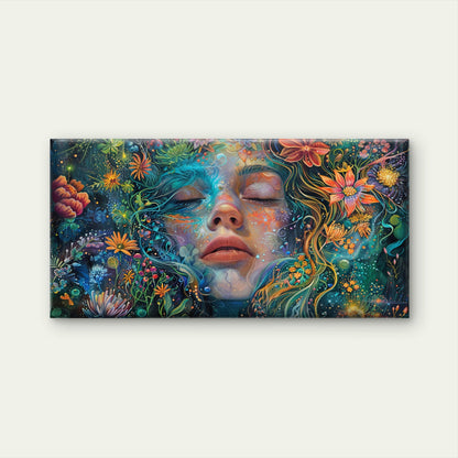 Sleeping Fantasy Woman Floral Wall Art Canvas Office Home Room Framed 120x60cm