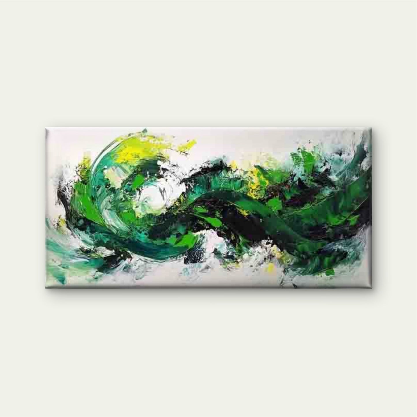 Green Tones & Bubble Effects Wall Art Canvas Office Home Room Framed 120x60cm - Bella Home Decor