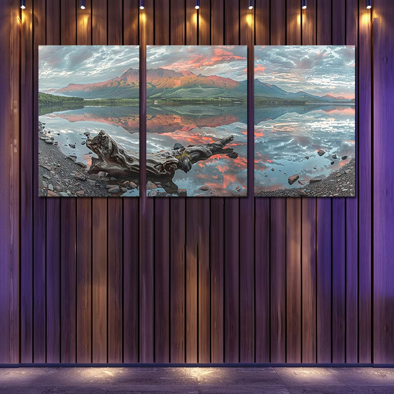 3pcs Colorful Sunrise on the Lake Wall Art Set Canvas Framed 60x90cm - High Quality Print 100% Australian Made Wall Canvas Ready to Hang - Bella Home Decor