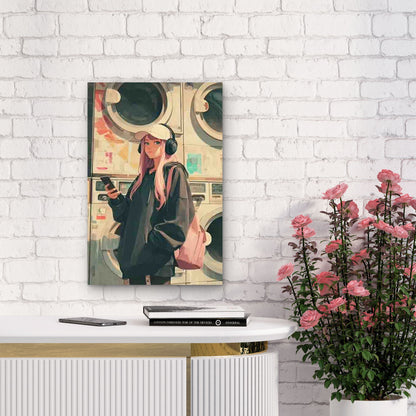 Featuring a Laundromat Scene 60x90cm Metal Print Ready to Hang - Bella Home Decor
