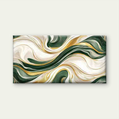 Abstract Waves in Green, White Wall Art Canvas Office Home Room Framed 120x60cm - Bella Home Decor