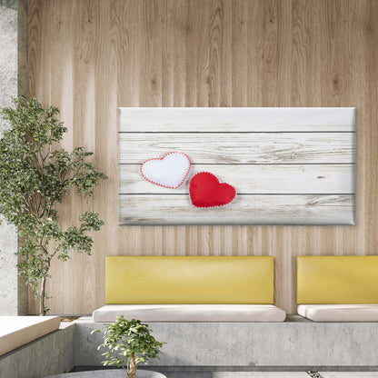Hearts On Weathered Wood Wall Art Canvas Office Home Room Framed 120x60cm