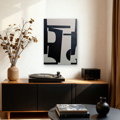 Abstract Geometric Black White 60x90cm Metal Print Ready to Hang - Bella Home Decor
