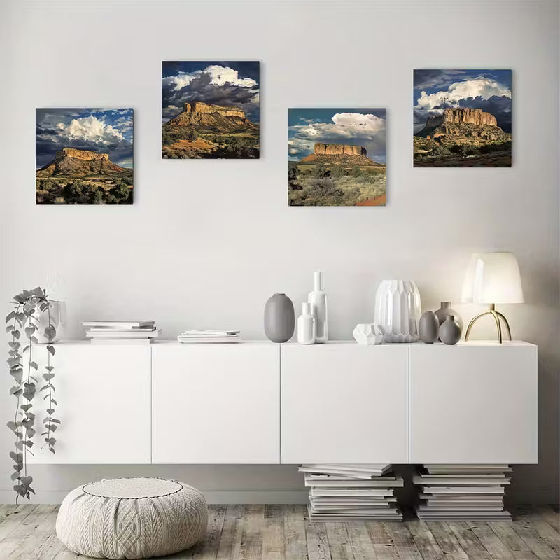 4pcs Desert Mesa New Mexic Picture Wall Art Canvas Framed