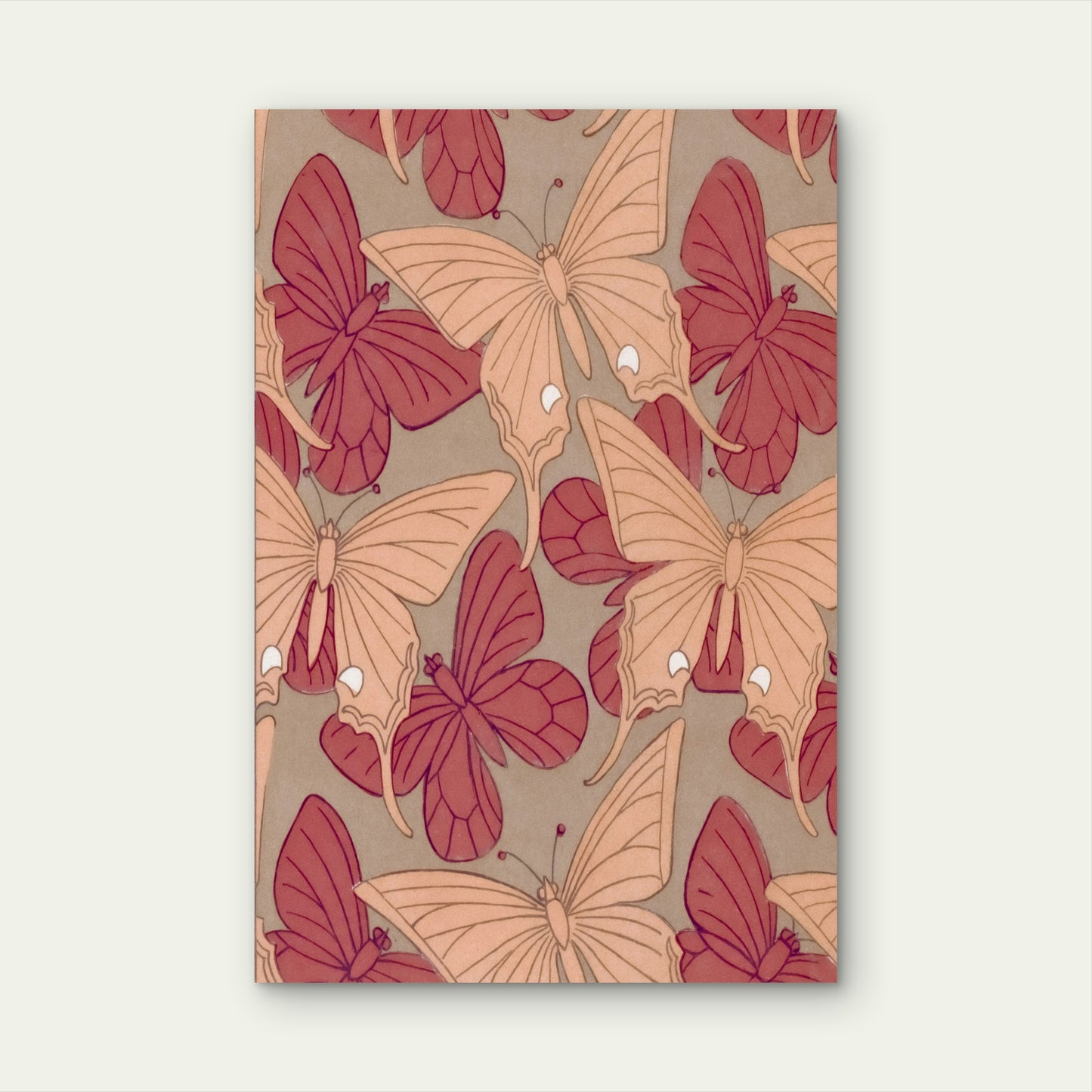 Seamless Pattern of Pink and Red Butterflies 40x60cm Metal Print Ready to Hang