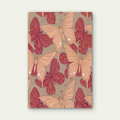 Seamless Pattern of Pink and Red Butterflies 40x60cm Metal Print Ready to Hang