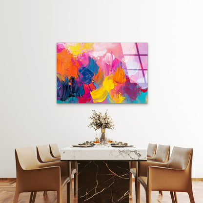 Pink Yellow Abstract Palette Glass Printing Wall Art Australian Made Quality