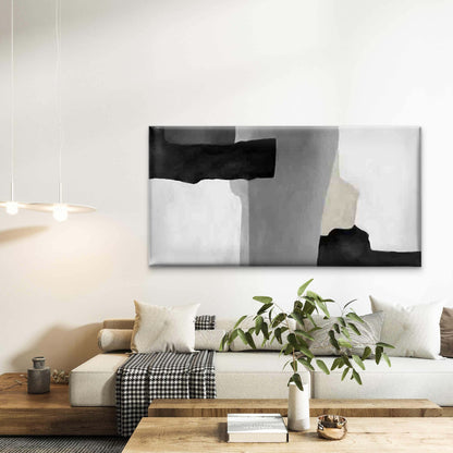 Black and Gray Abstract Wall Art Canvas Office Home Room Framed 120x60cm - Bella Home Decor