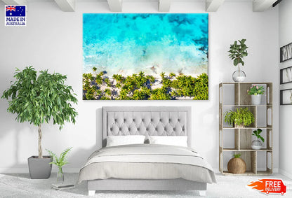 Palm Trees & Blue Sea Aerial View Photograph 90x60cm Print 100% Australian Made