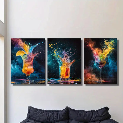 3pcs Roostertail Posters, Fruit Wine, Bar Metal Print Ready to Hang Art