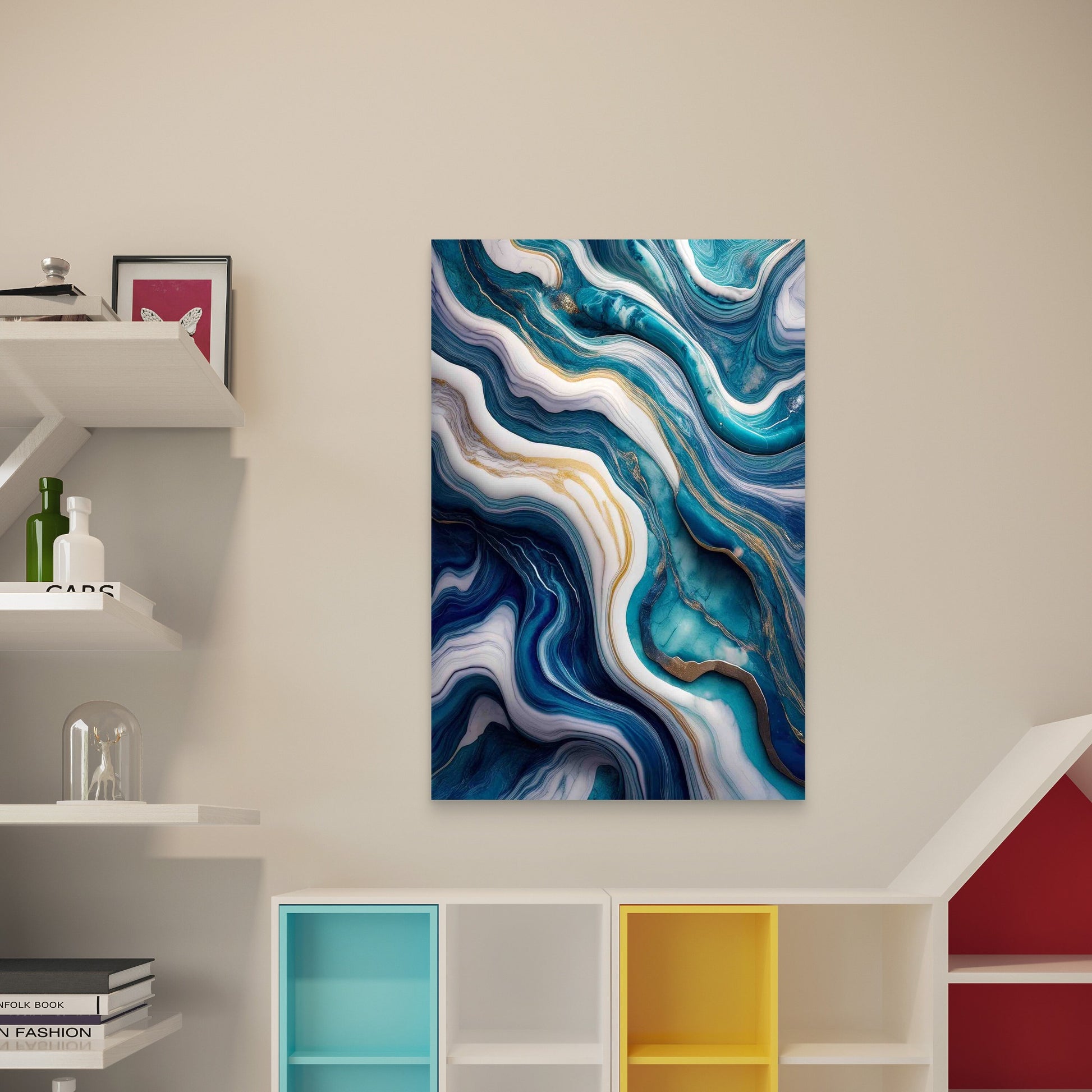 Marble With Waves Reflections 40x60cm Metal Print Ready to Hang - Bella Home Decor