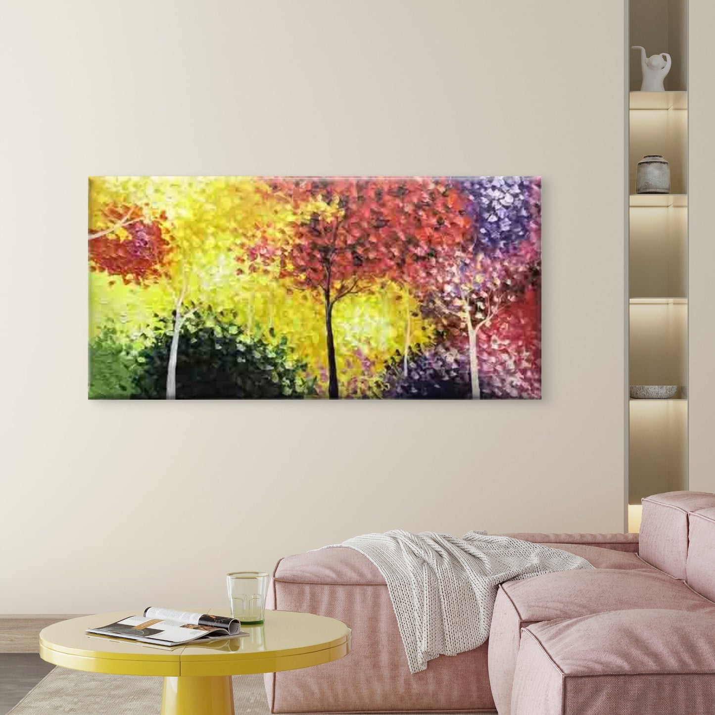 Autumn Trees Abstract Fall Wall Art Canvas Office Home Room Framed 120x60cm
