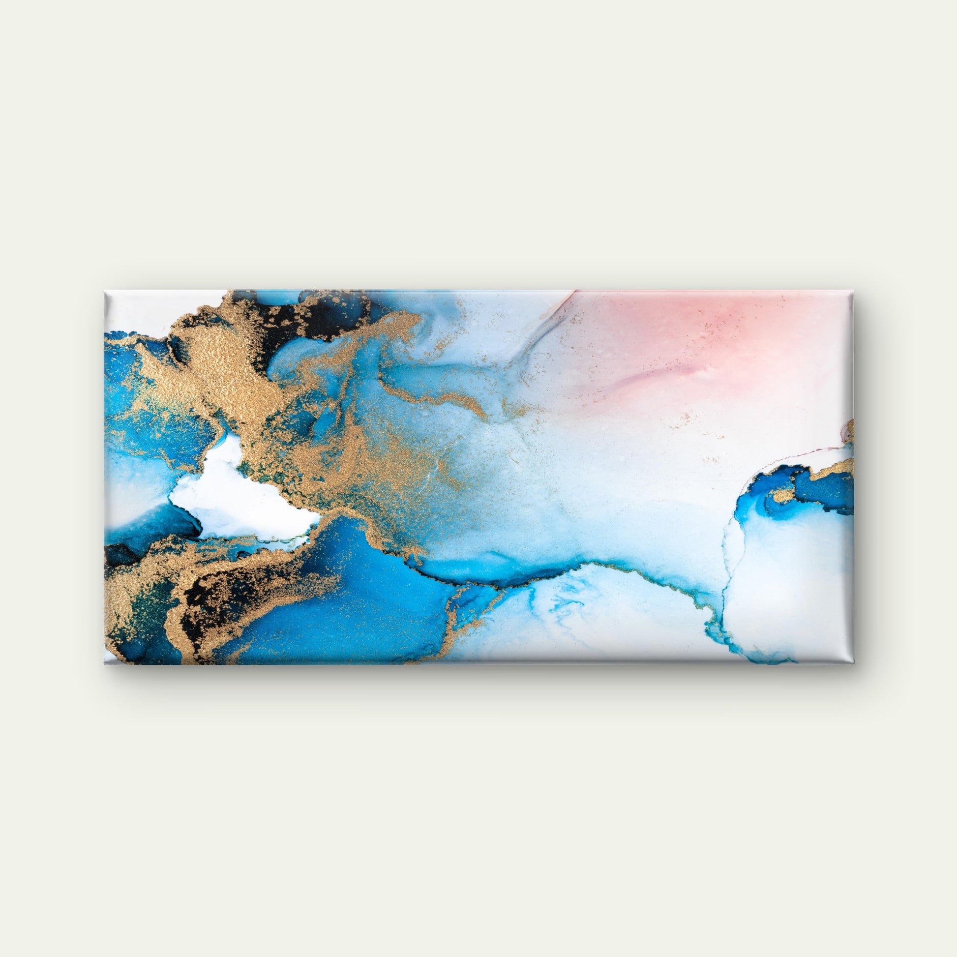 Blue Gold Abstract Canvas Wall Art Canvas Office Home Room Framed 120x60cm - Bella Home Decor