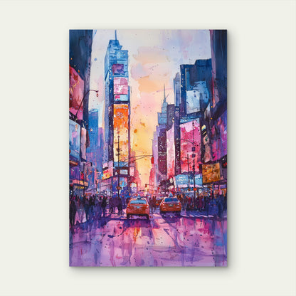 New York Times Square Watercolor Cityscape 40x60cm Metal Print Ready to Hang