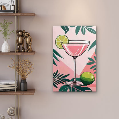 Pink Lime Drink Retro Metal Print Ready to Hang