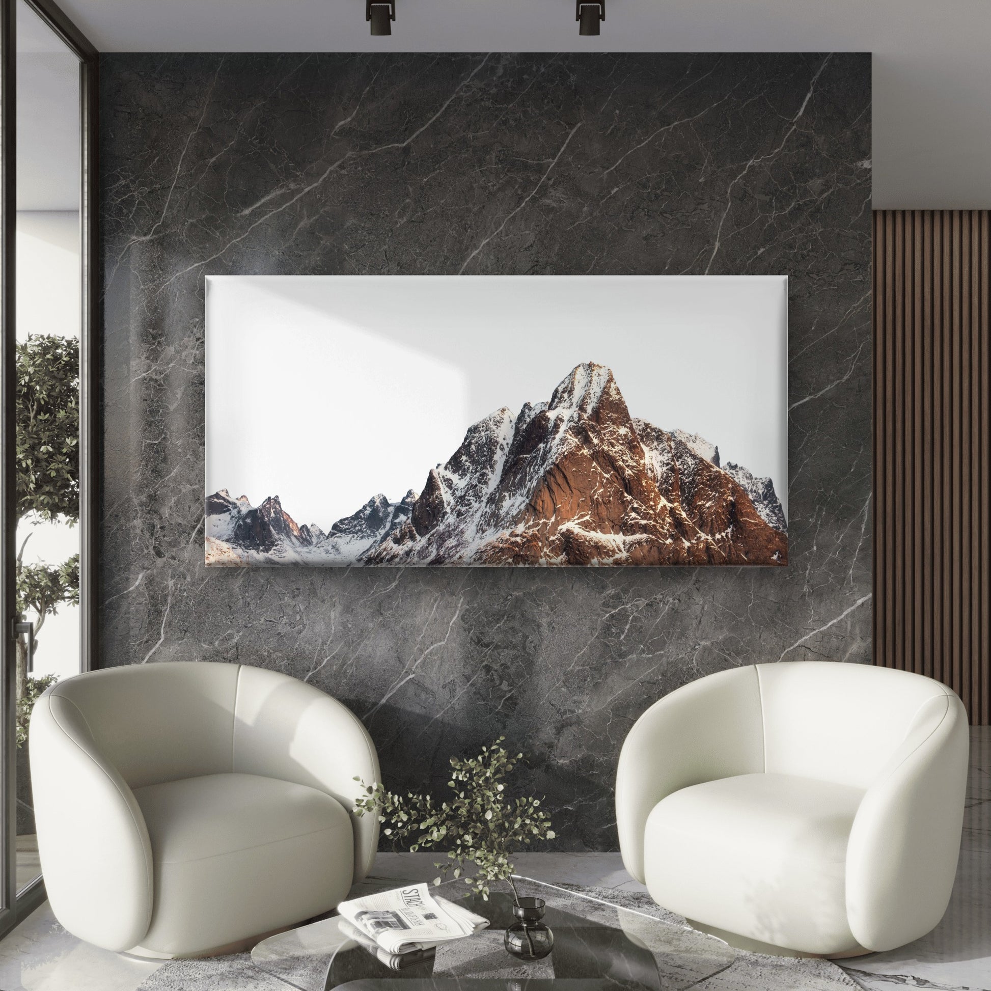 Snow Mountain Peak Sunset Wall Art Canvas Office Home Room Framed 120x60cm - Bella Home Decor